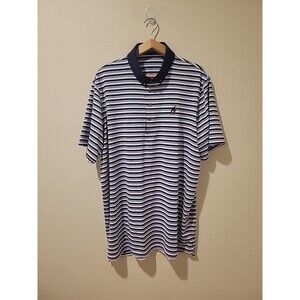 Greyson Polo Shirt Mens XL Forest Creek Golf Club Navy/Purple Stripe Performance